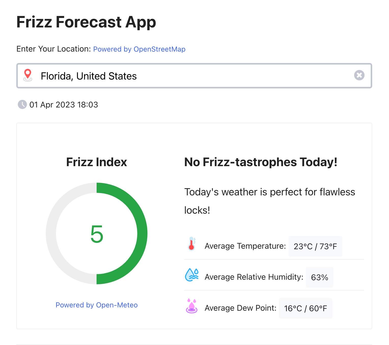 weather outlook for frizz weather index for frizzy hair prediction