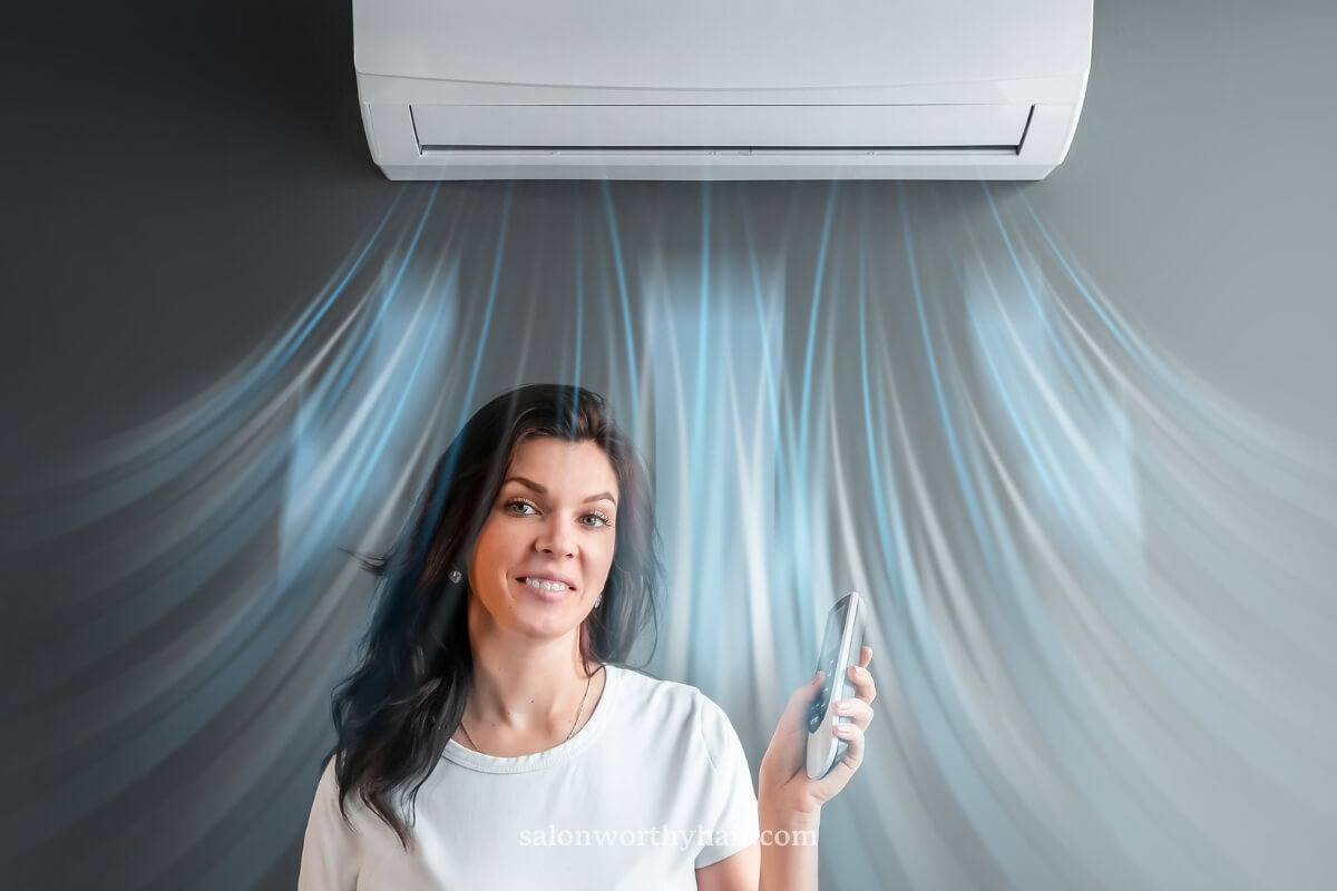 air conditioner reduces humidity in the air and can help reduce frizz