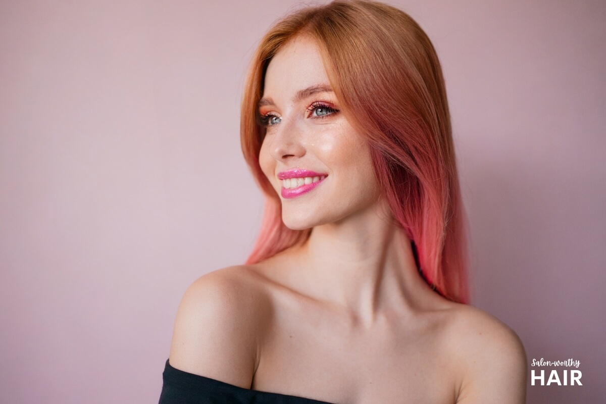 Cherry blonde has vibrant reddish-pink undertones with a rosy touch