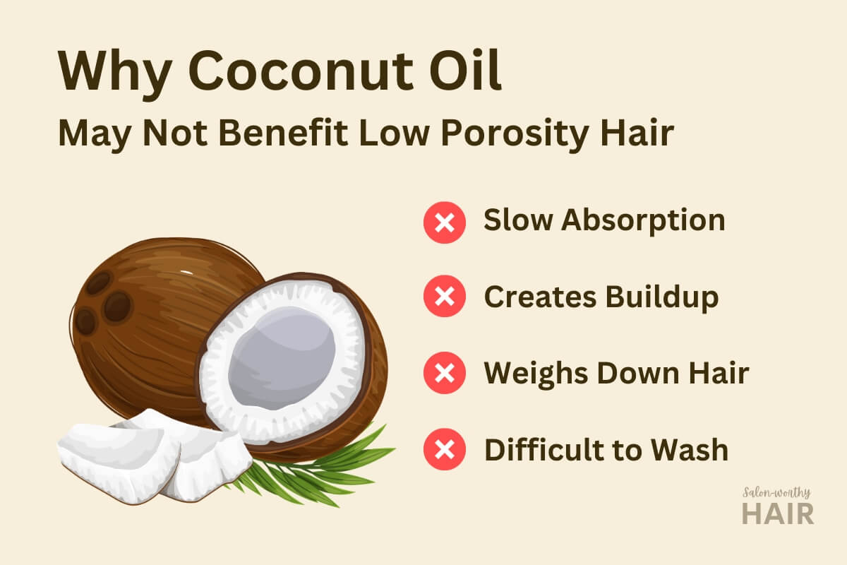 reasons why not to use coconut oil on hair with lower porosity