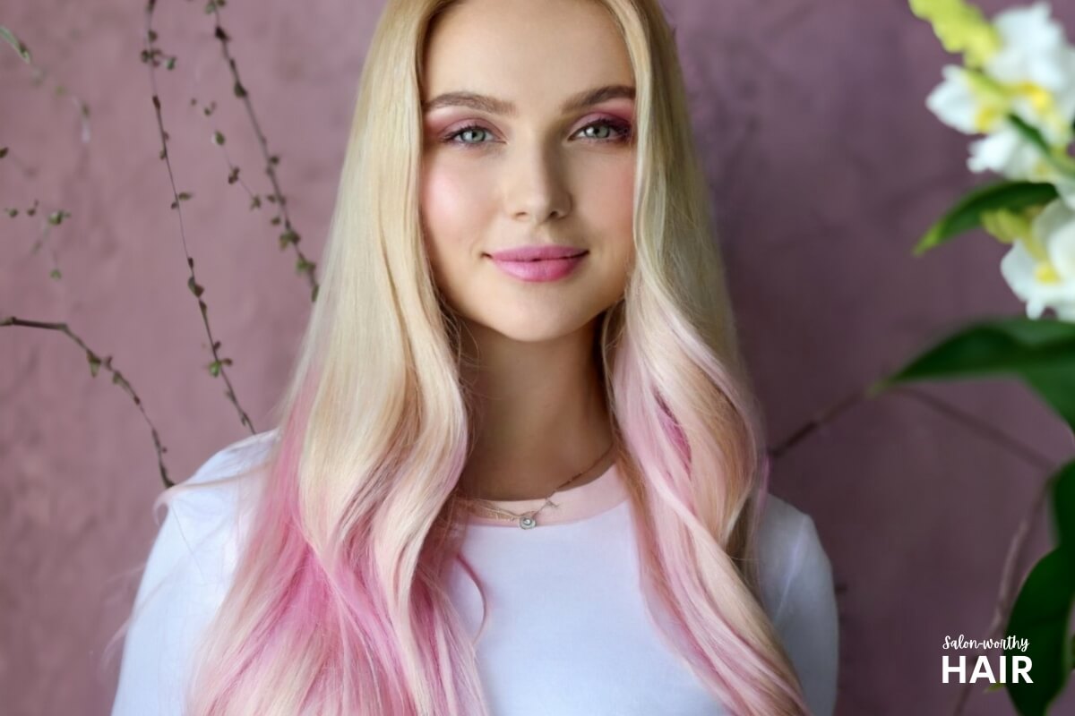 Photo of woman in a pink and blonde hair color