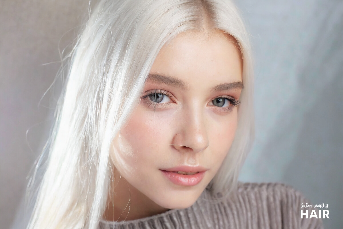 White blonde is a pristine, snow-like shade with a celestial glow, devoid of warmth