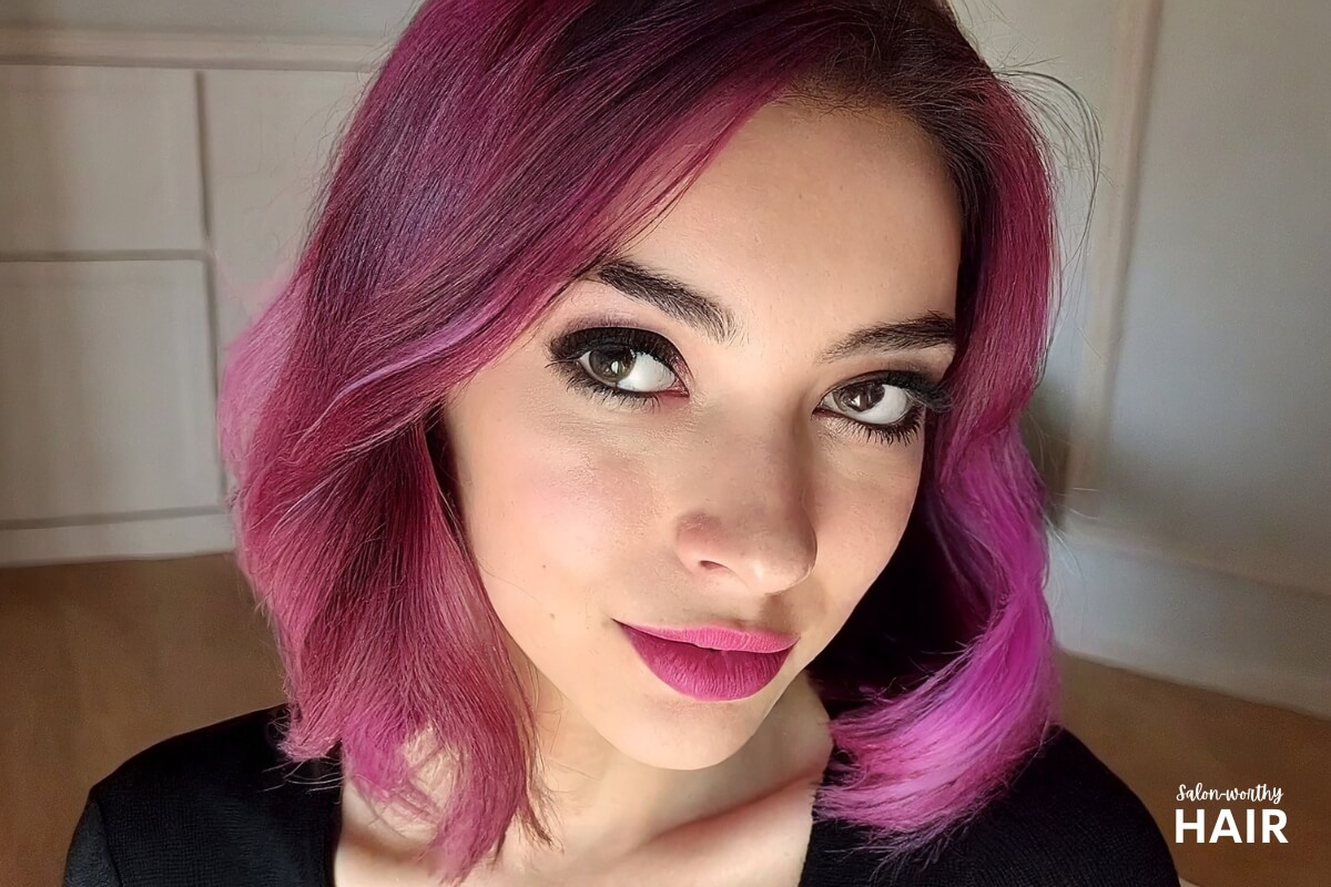 how fuchsia hair color looks on dark hair