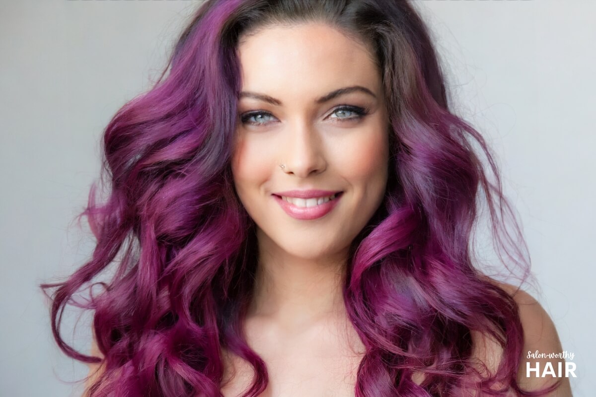 Woman with plum-colored hair results