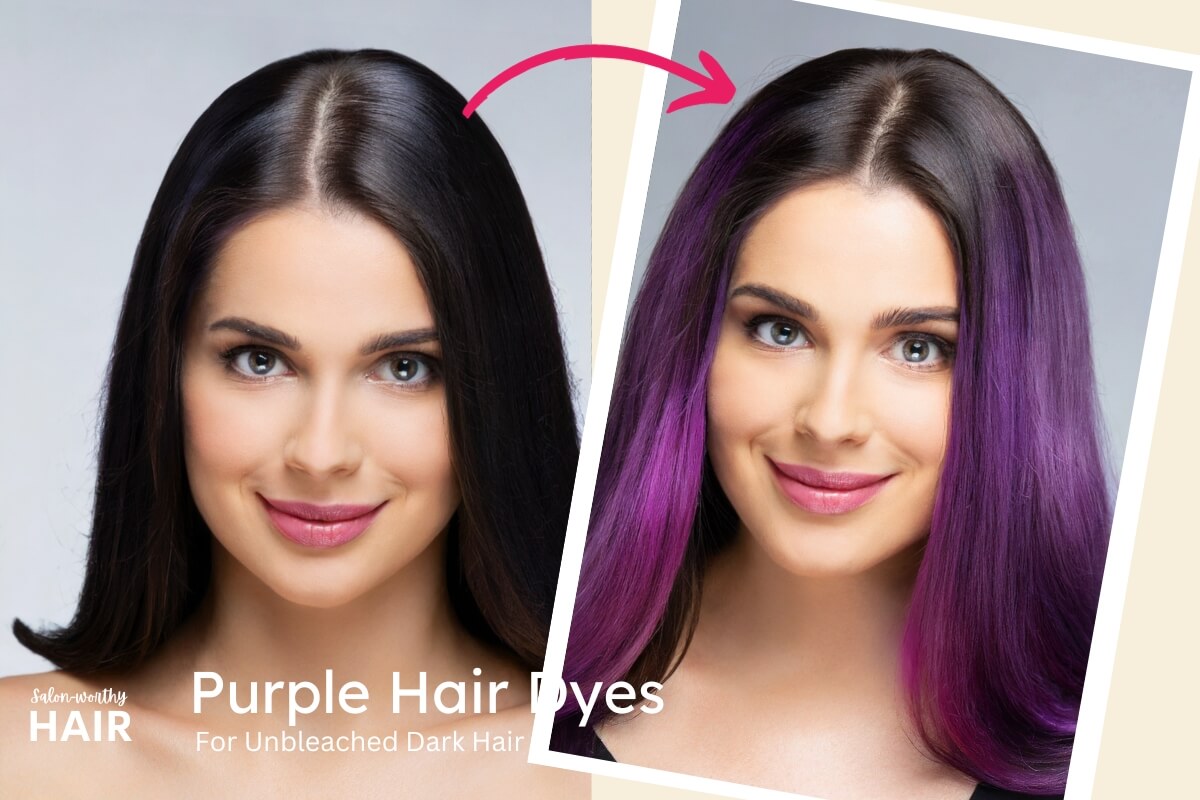 list of purple hair dyes that are effective on dark hair without need for hair bleaching